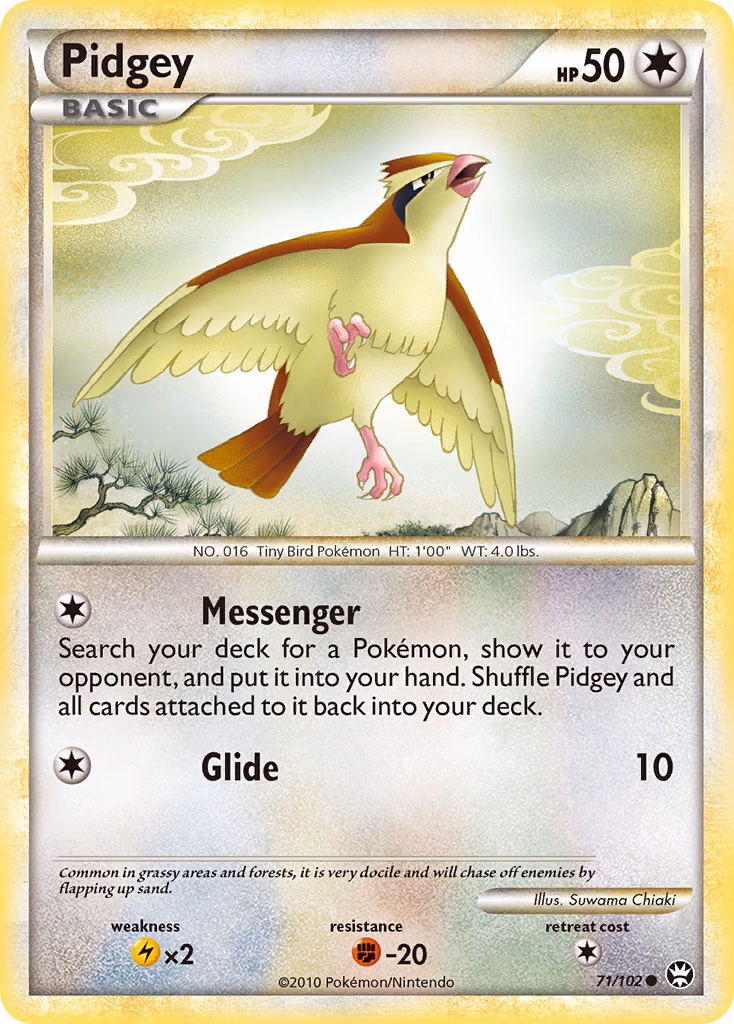 Pidgey Pokemon card (71/102, HS—Triumphant)