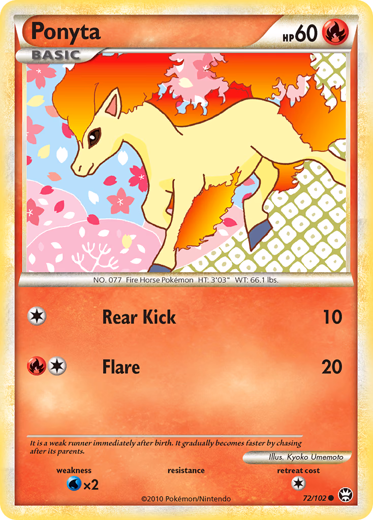 Ponyta Pokemon card (72/102, HS—Triumphant)