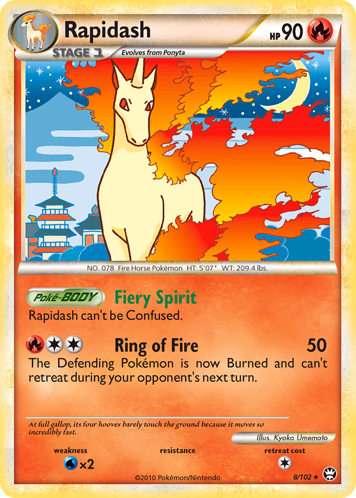 Rapidash Pokemon card (8/102, HS—Triumphant)