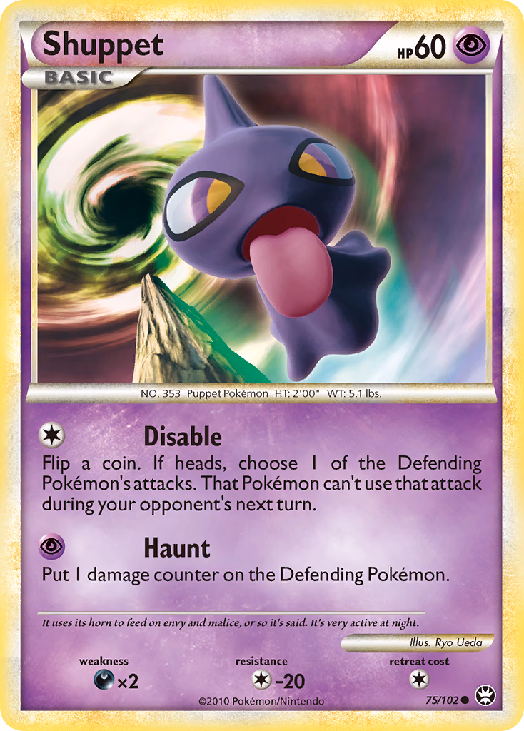 Shuppet Pokemon card (75/102, HS—Triumphant)