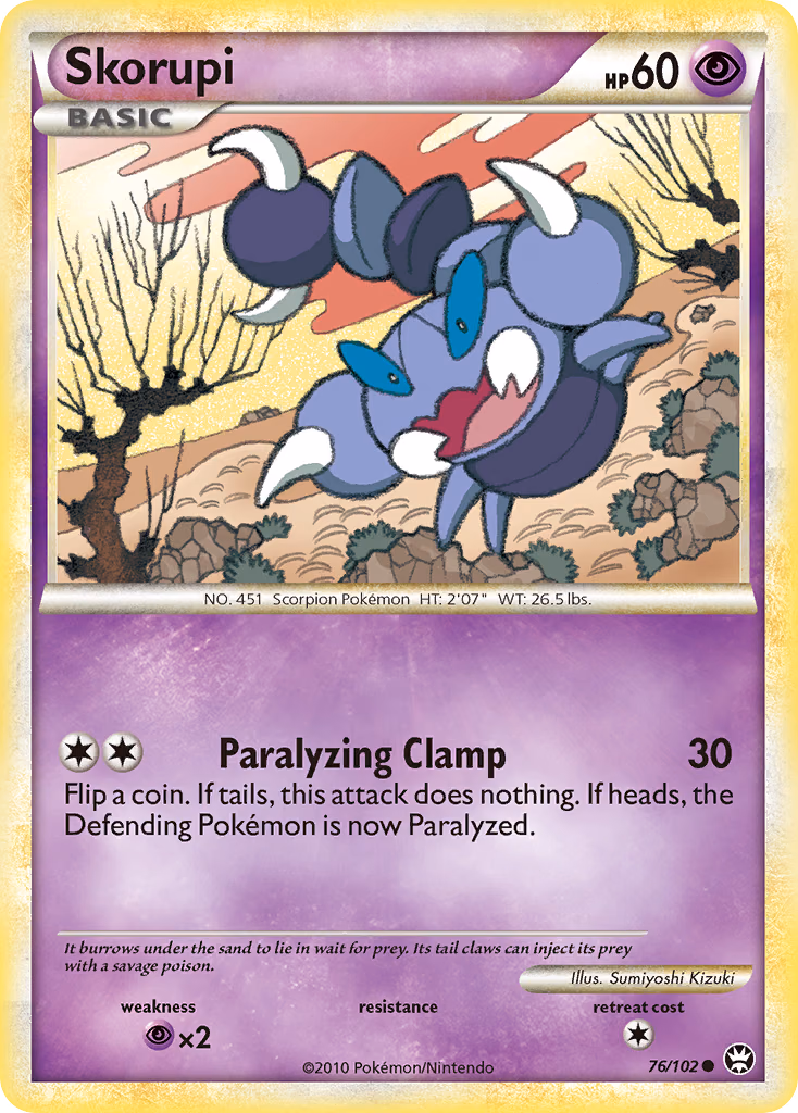 Skorupi Pokemon card (76/102, HS—Triumphant)