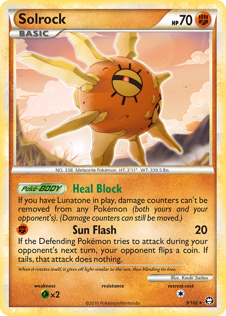 Solrock Pokemon card (9/102, HS—Triumphant)