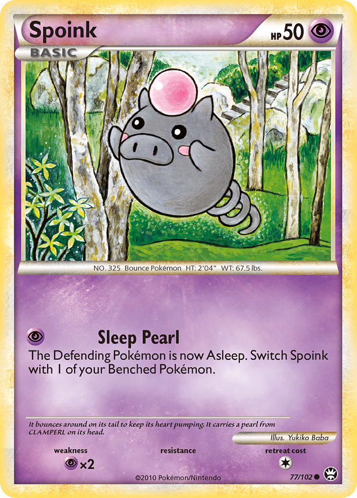 Spoink Pokemon card (77/102, HS—Triumphant)