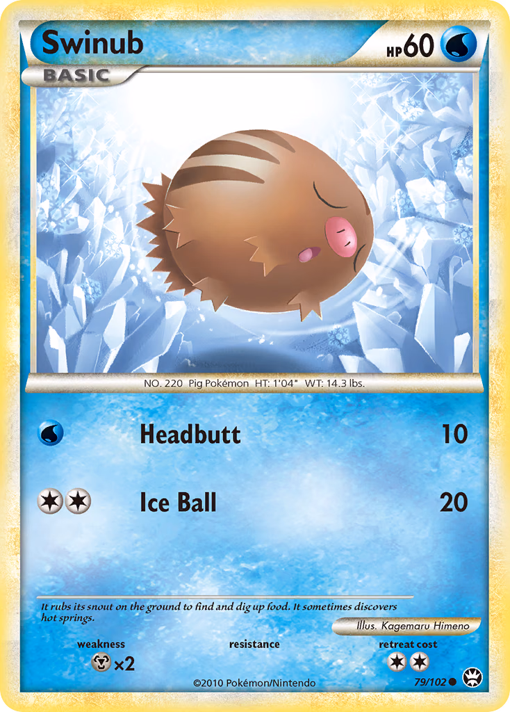 Swinub Pokemon card (79/102, HS—Triumphant)