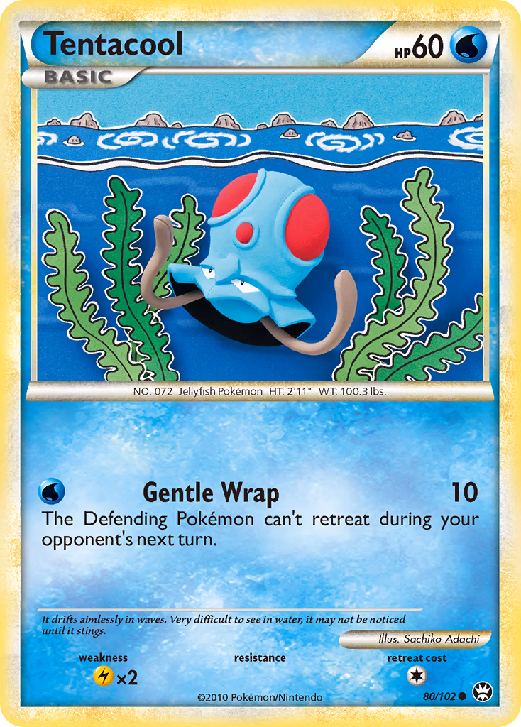 Tentacool Pokemon card (80/102, HS—Triumphant)