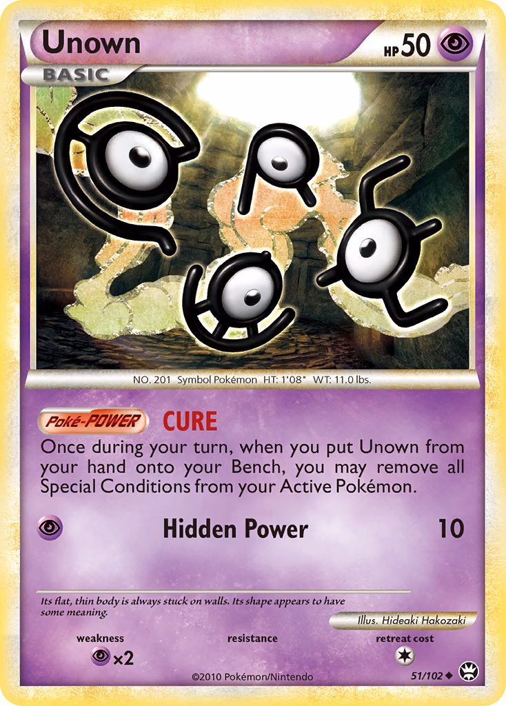 Unown Pokemon card (51/102, HS—Triumphant)