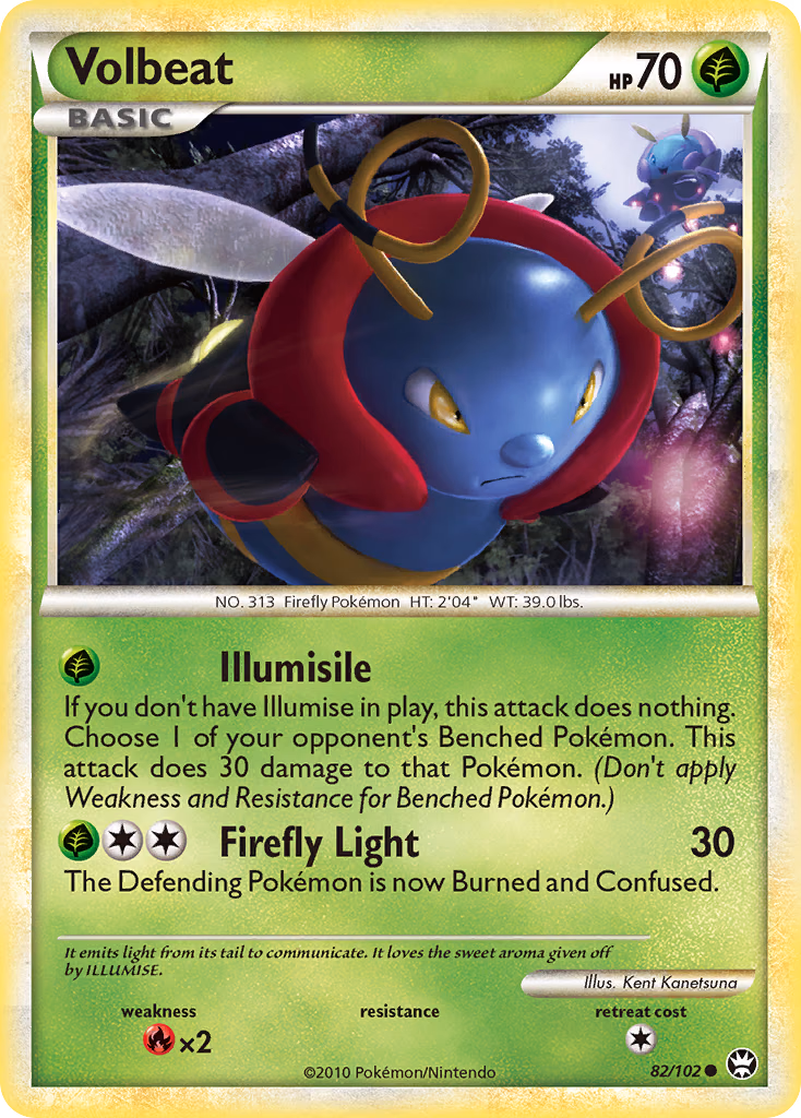 Volbeat Pokemon card (82/102, HS—Triumphant)