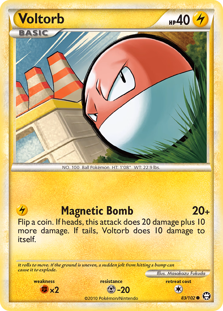 Voltorb Pokemon card (83/102, HS—Triumphant)