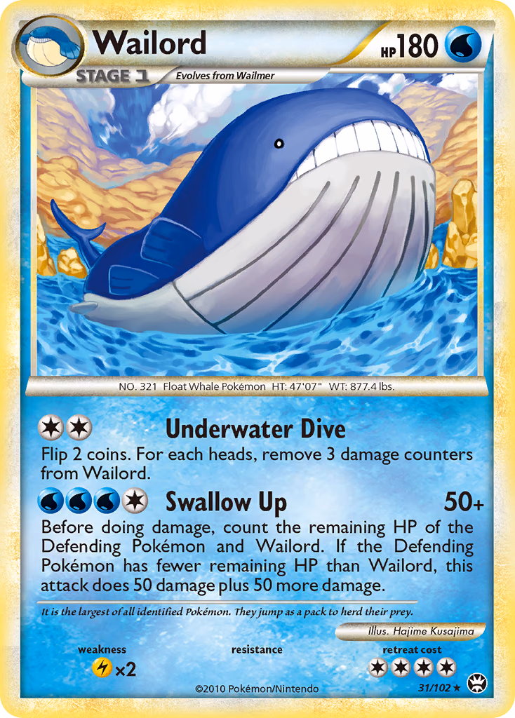 Wailord Pokemon card (31/102, HS—Triumphant)