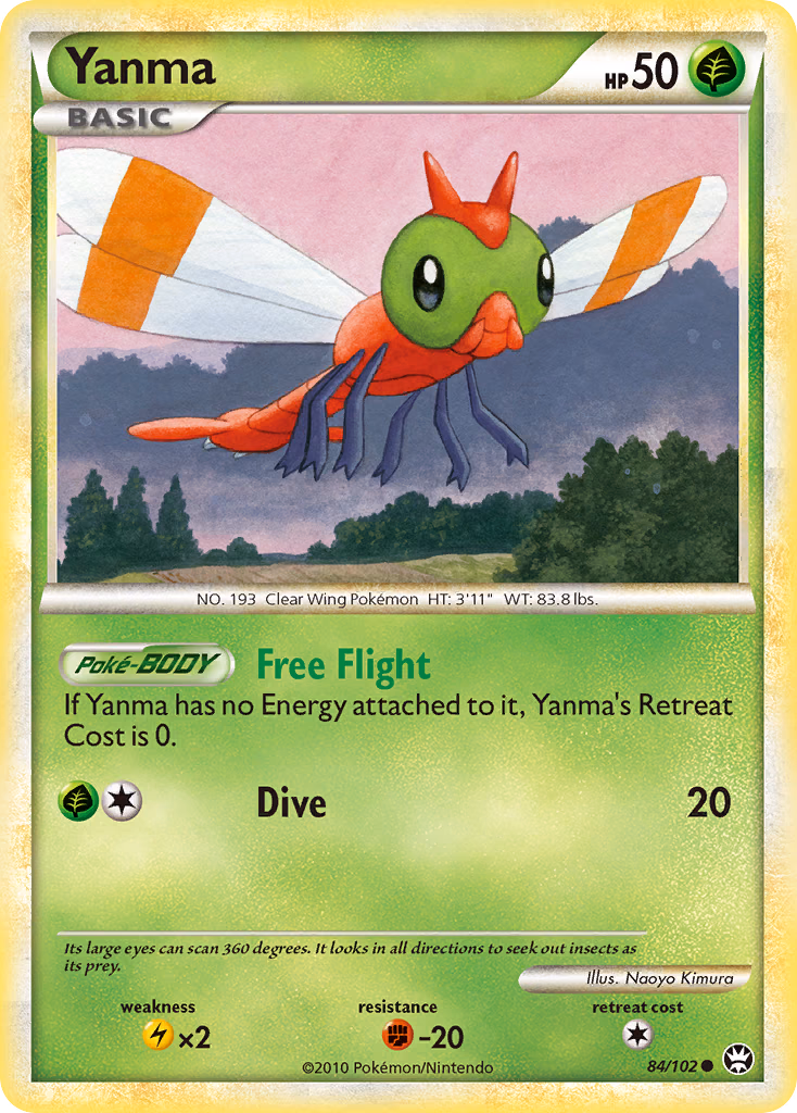Yanma Pokemon card (84/102, HS—Triumphant)