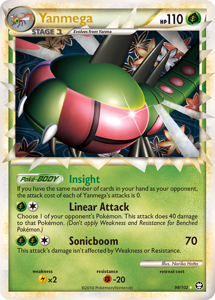 Yanmega Pokemon card (98/102, HS—Triumphant)