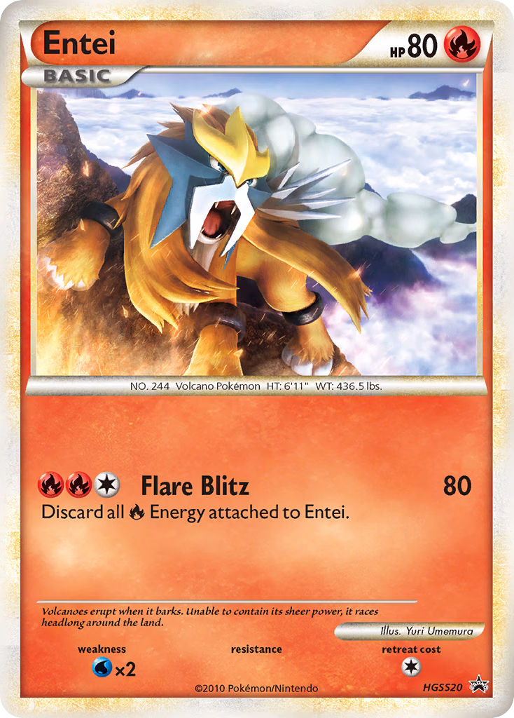 Entei Pokemon card (HGSS20, HGSS Black Star Promos)