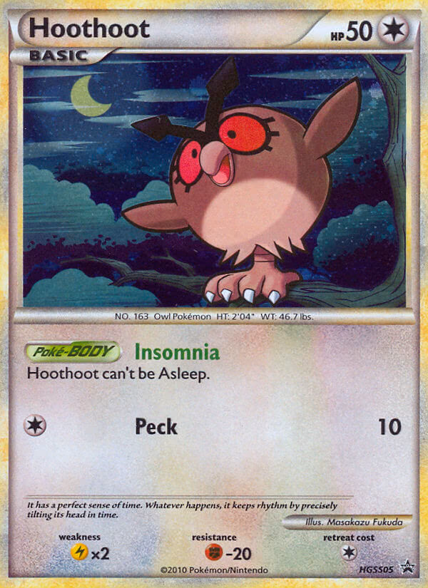 Hoothoot Pokemon card (HGSS05, HGSS Black Star Promos)