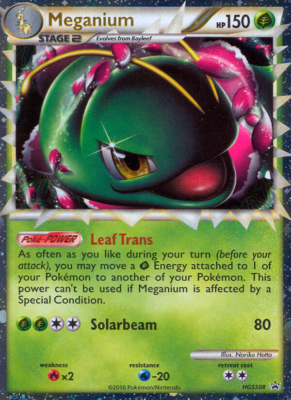 Meganium Pokemon card (HGSS08, HGSS Black Star Promos)