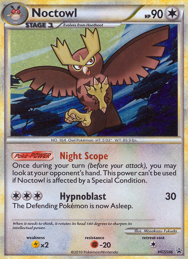 Noctowl Pokemon card (HGSS06, HGSS Black Star Promos)