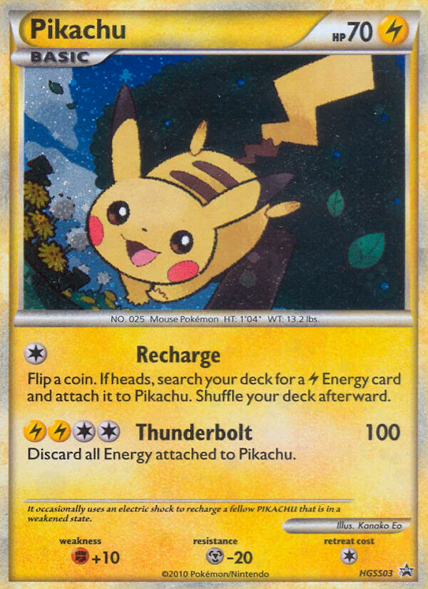 Pikachu Pokemon card (HGSS03, HGSS Black Star Promos)