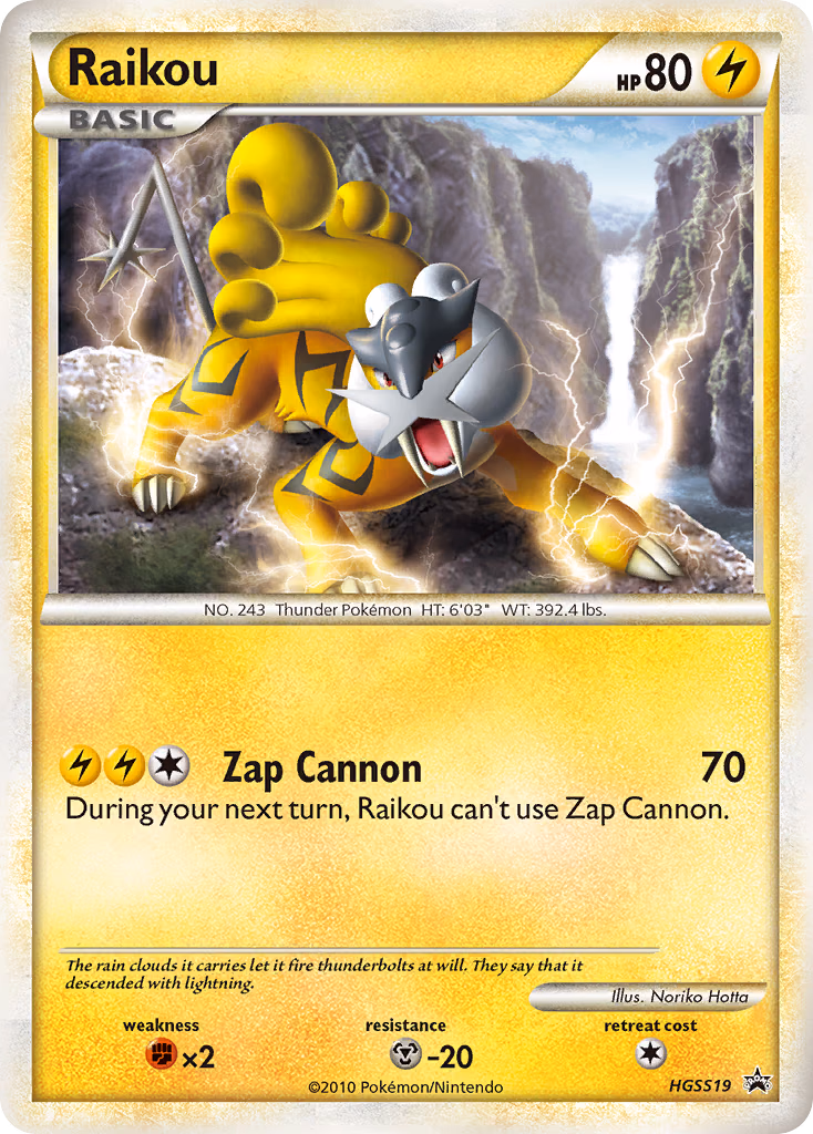 Raikou Pokemon card (HGSS19, HGSS Black Star Promos)