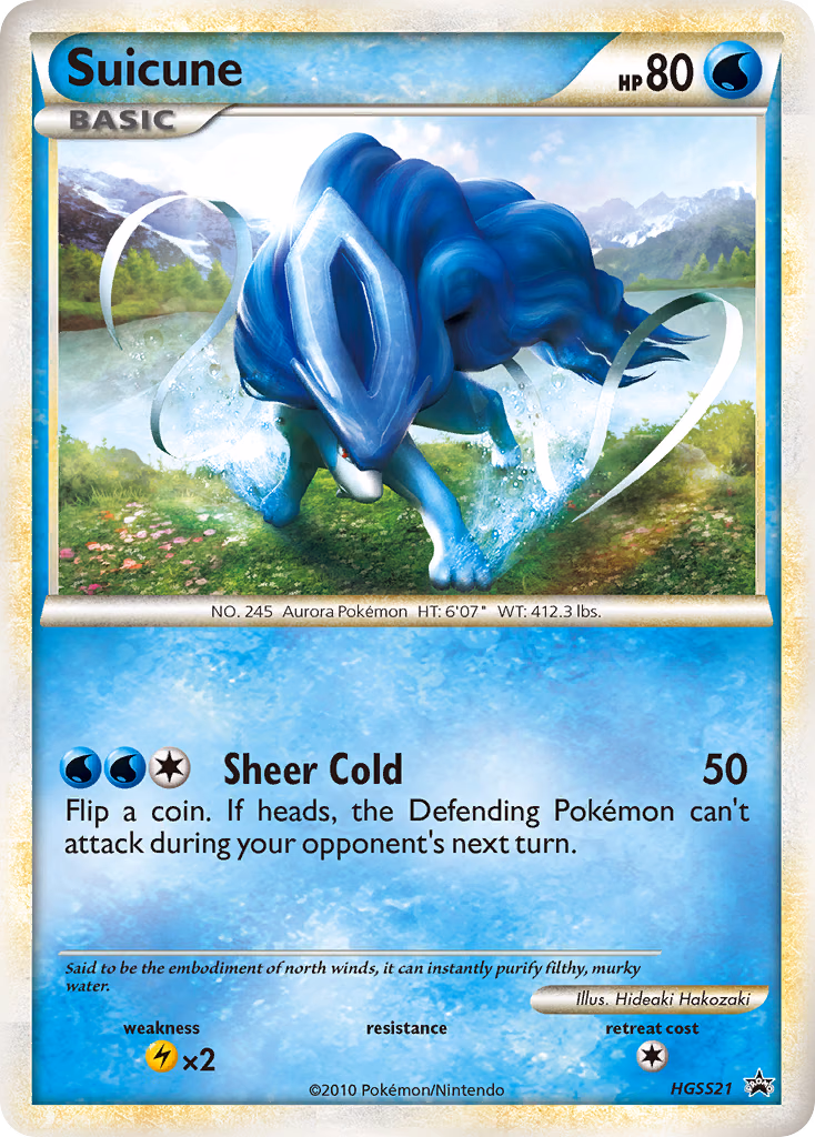 Suicune Pokemon card (HGSS21, HGSS Black Star Promos)