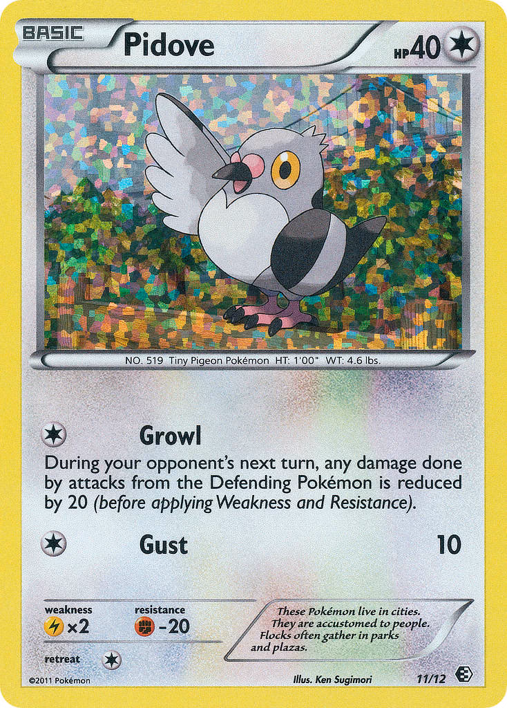 Pidove Pokemon card (11/12, McDonald's Collection 2011)