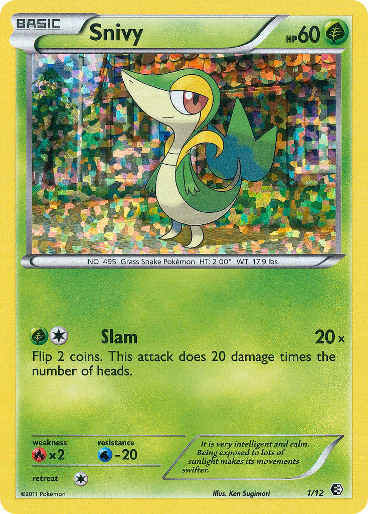 Snivy Pokemon card (1/12, McDonald's Collection 2011)