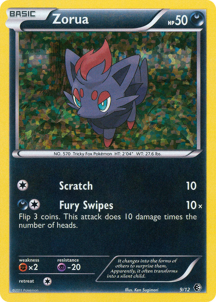 Zorua Pokemon card (9/12, McDonald's Collection 2011)