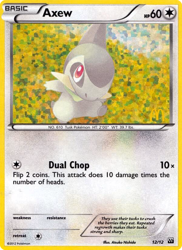 Axew Pokemon card (12/12, McDonald's Collection 2012)