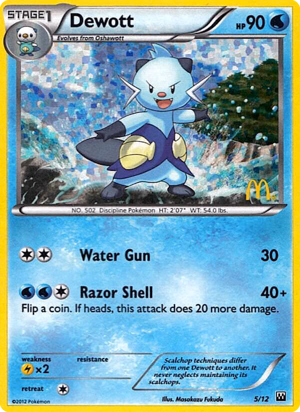 Dewott Pokemon card (5/12, McDonald's Collection 2012)