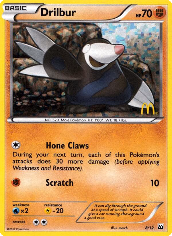 Drilbur Pokemon card (8/12, McDonald's Collection 2012)