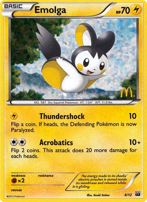 Emolga Pokemon card (6/12, McDonald's Collection 2012)