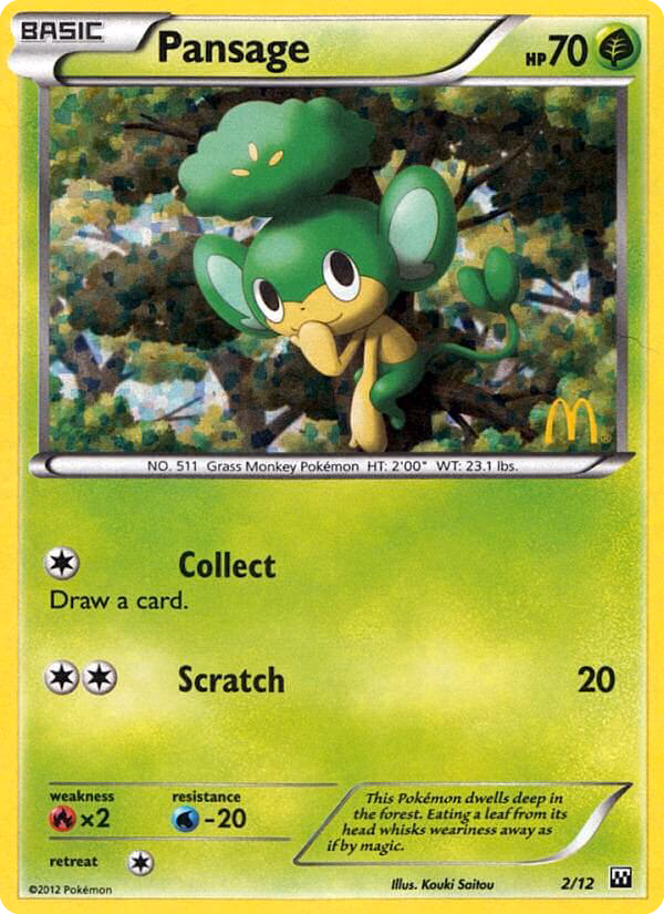 Pansage Pokemon card (2/12, McDonald's Collection 2012)