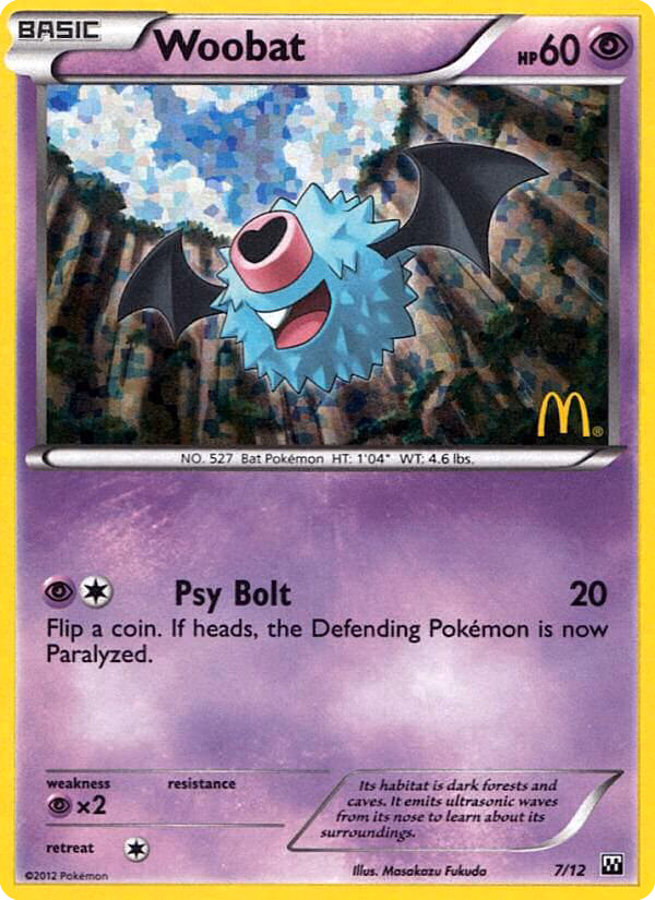 Woobat Pokemon card (7/12, McDonald's Collection 2012)