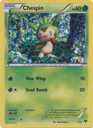 Chespin Pokemon card (2/12, McDonald's Collection 2014)