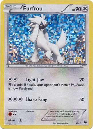 Furfrou Pokemon card (12/12, McDonald's Collection 2014)