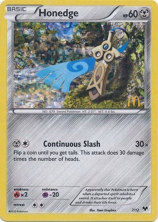 Honedge Pokemon card (7/12, McDonald's Collection 2014)