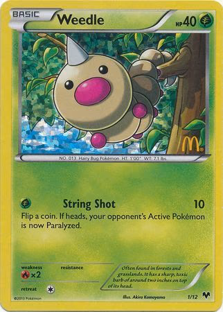 Weedle Pokemon card (1/12, McDonald's Collection 2014)