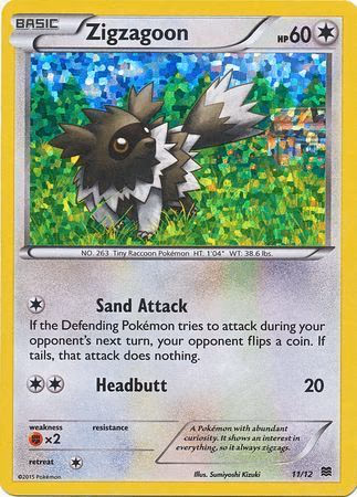 Zigzagoon Pokemon card (11/12, McDonald's Collection 2015)