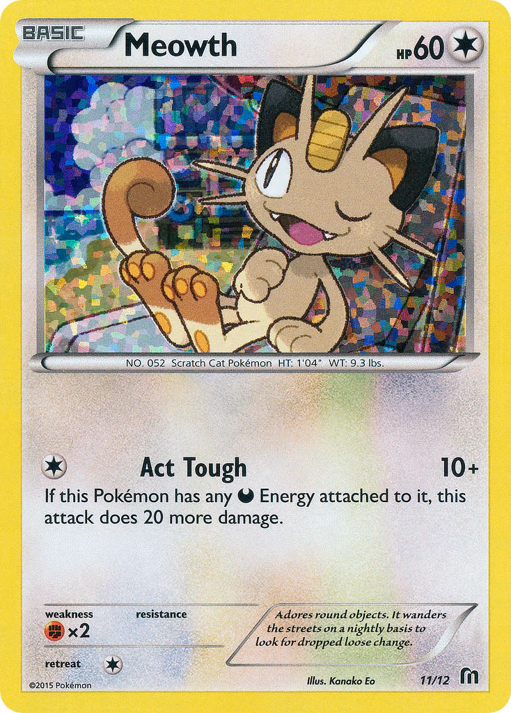 Meowth Pokemon card (11/12, McDonald's Collection 2016)