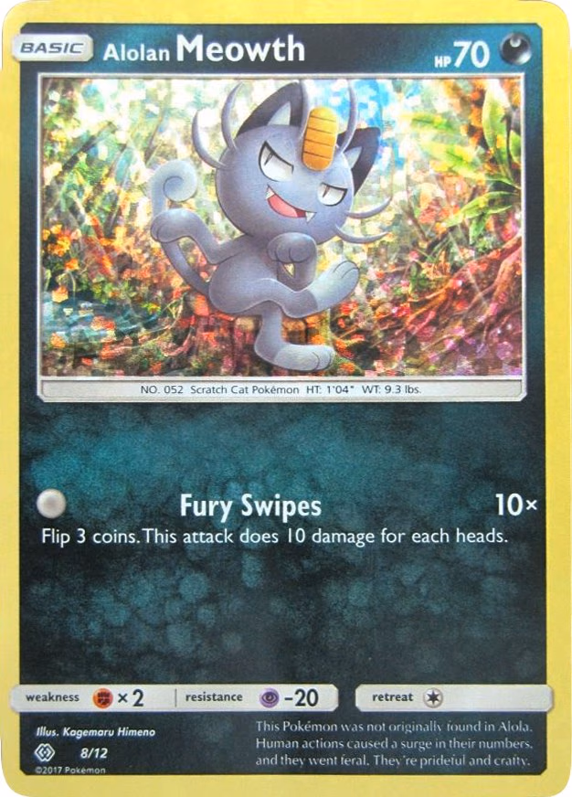 Alolan Meowth Pokemon card (8/12, McDonald's Collection 2017)