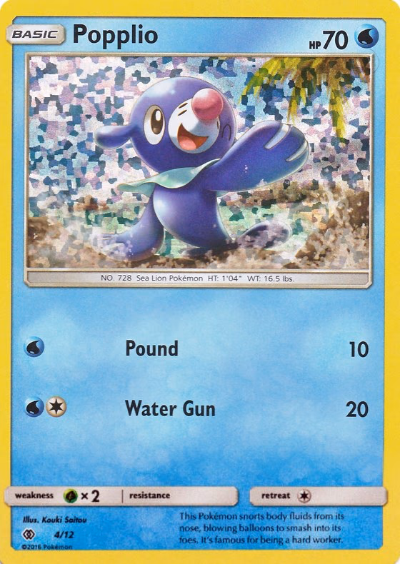 Popplio Pokemon card (4/12, McDonald's Collection 2017)
