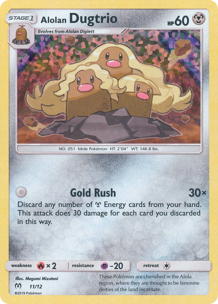 Alolan Dugtrio Pokemon card (11/12, McDonald's Collection 2019)