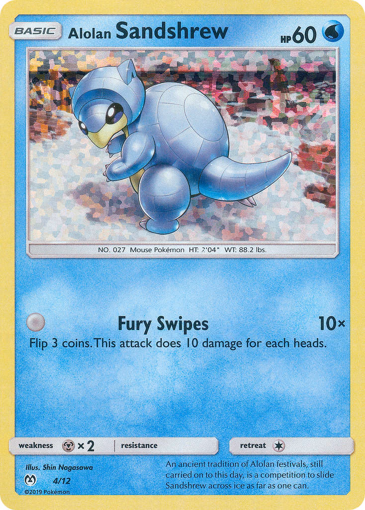 Alolan Sandshrew Pokemon card (4/12, McDonald's Collection 2019)