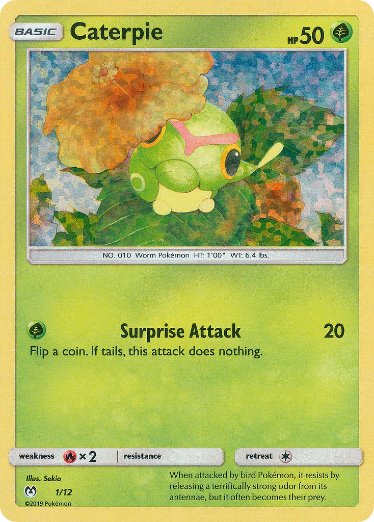 Caterpie Pokemon card (1/12, McDonald's Collection 2019)