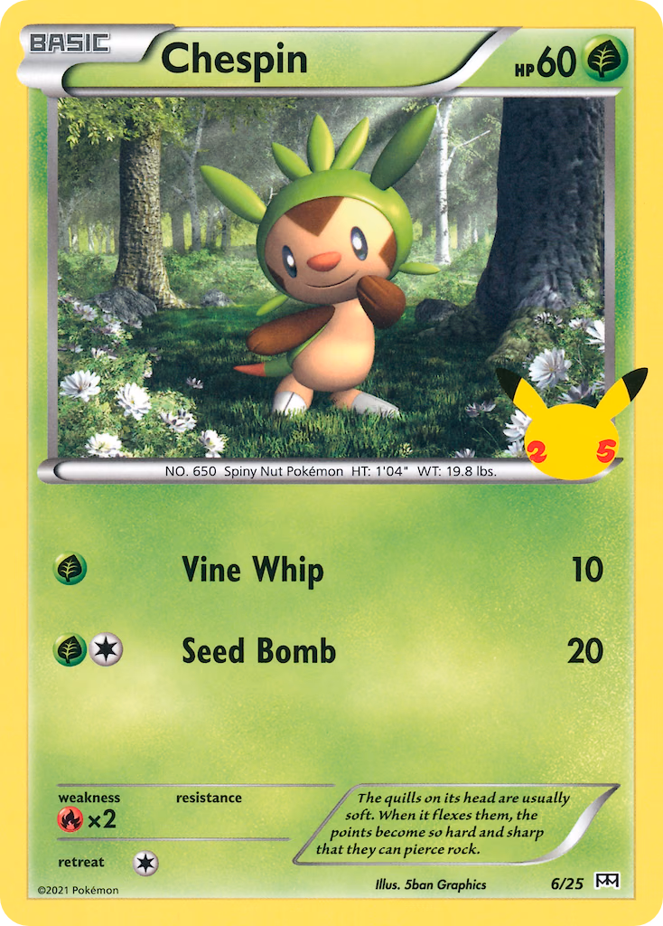 Chespin Pokemon card (6/25, McDonald's Collection 2021)