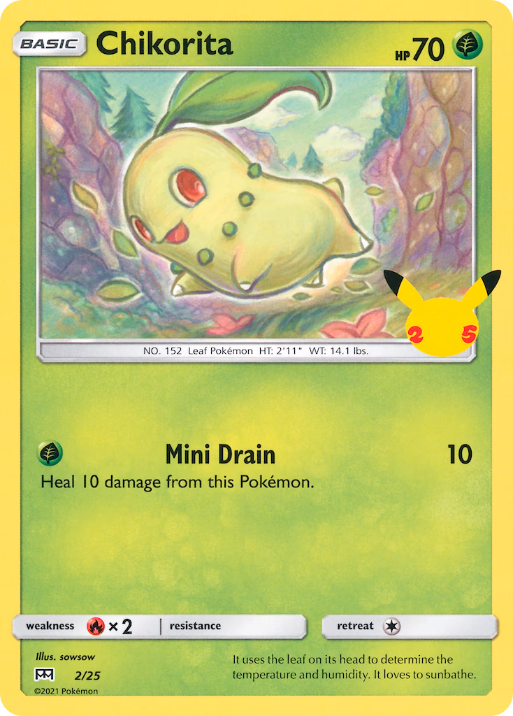 Chikorita Pokemon card (2/25, McDonald's Collection 2021)