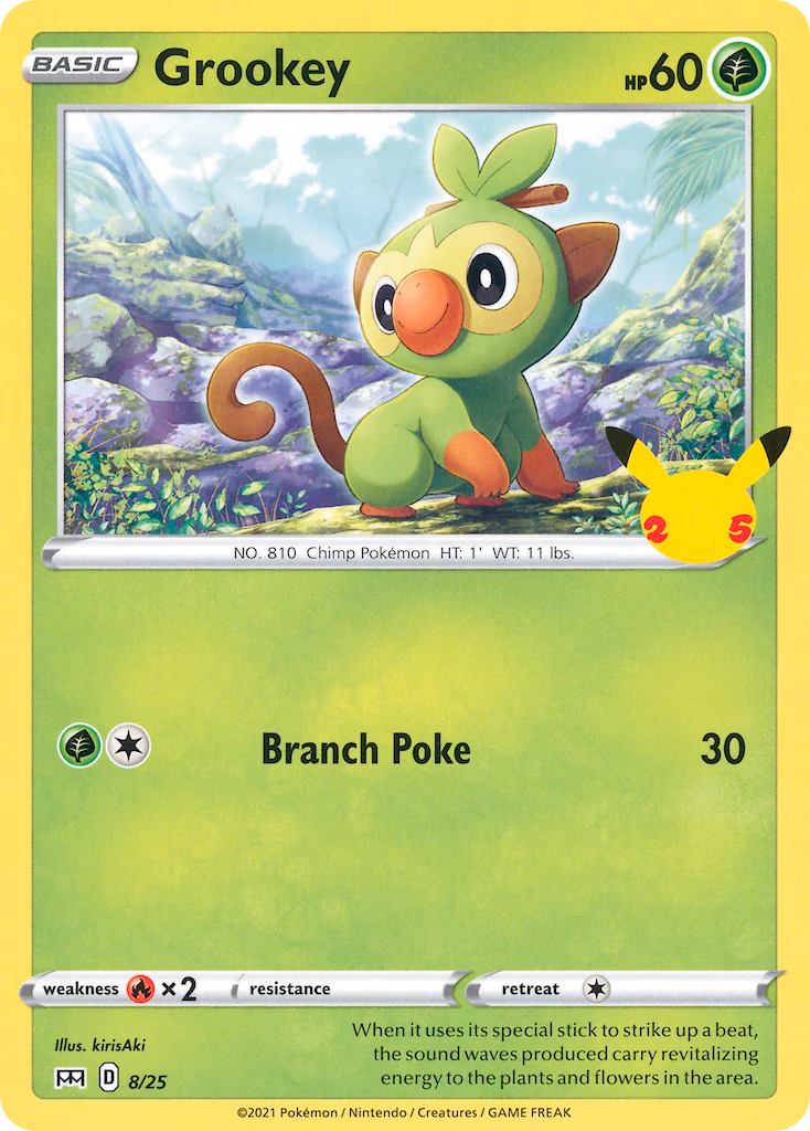 Grookey Pokemon card (8/25, McDonald's Collection 2021)