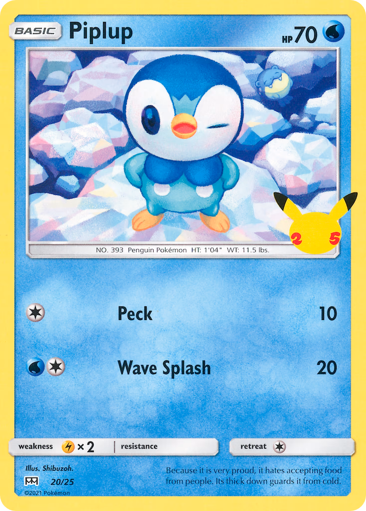 Piplup Pokemon card (20/25, McDonald's Collection 2021)