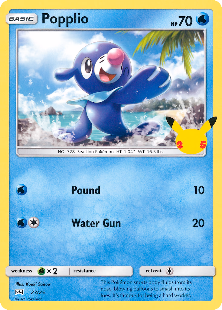 Popplio Pokemon card (23/25, McDonald's Collection 2021)