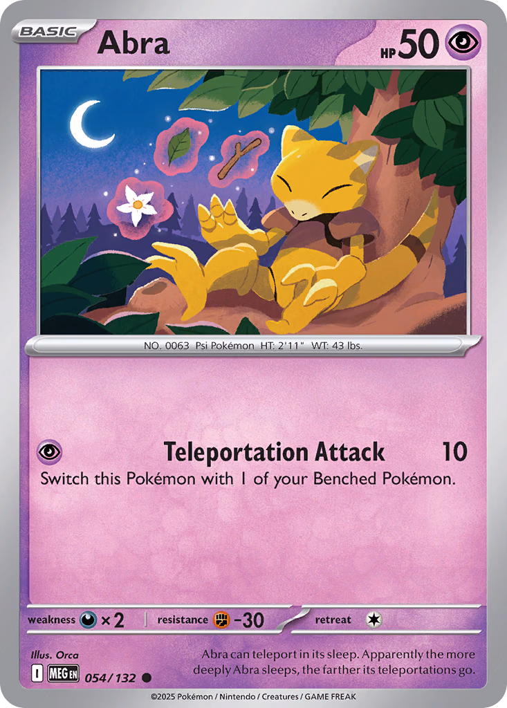 Abra Pokemon card (054/132, Mega Evolution)