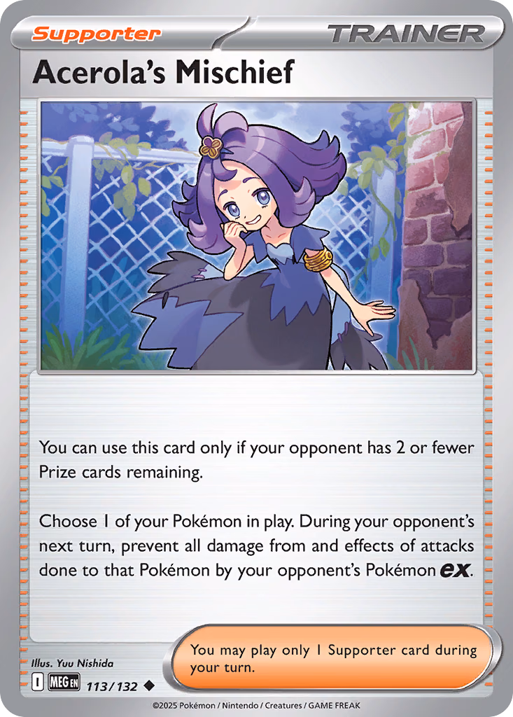 Acerola's Mischief Pokemon card (113/132, Mega Evolution)