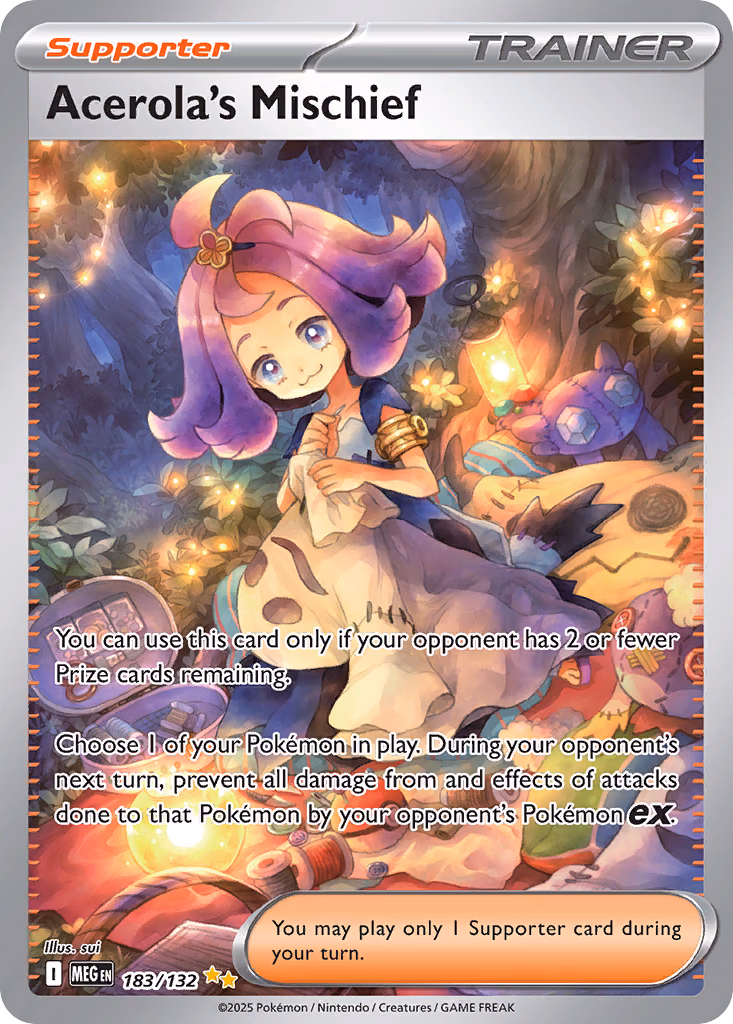 Acerola's Mischief Pokemon card (183/132, Mega Evolution)